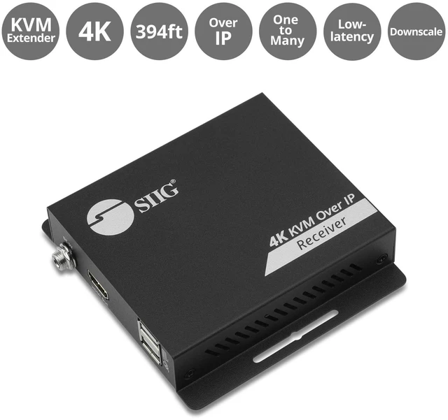 Alt view image 2 of 5 - SIIG HDMI KVM Over IP Receiver, 4K30Hz, RX Only, One-to-Many, CE-H3KE01-S1