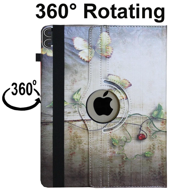 Alt view image 3 of 5 - JYtrend Case for iPad Pro 12.9 6th 5th 4th 3rd Generation, Rotating Stand Smart Cover Auto Wake Up/Sleep Model A2436 A2764 A2437 A2378 A2379 A2461 A2229 A2069 A2232 A1876 A2014 A1895, Butterfly Flower