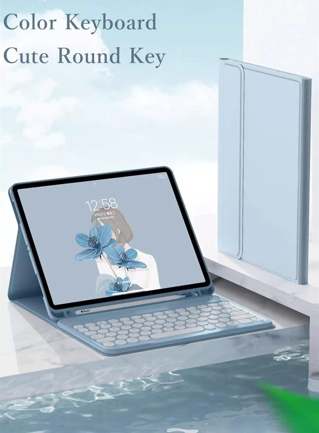 Alt view image 4 of 5 - Kaidisen Keyboard Case for Galaxy Tab A7 10.4 inch with Keyboard and Bluetooth Mouse, Detachable Candy Color Round Key, Mint Green