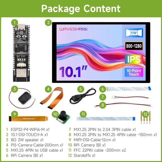 Alt view image 2 of 5 - Waveshare ESP32-P4-WIFI6 High-Performance Development Board, Based On ESP32-P4 and ESP32-C6, Supports Wi-Fi 6 and Bluetooth 5/BLE-Bundle with Monitor, Speaker and Camera-12 Items