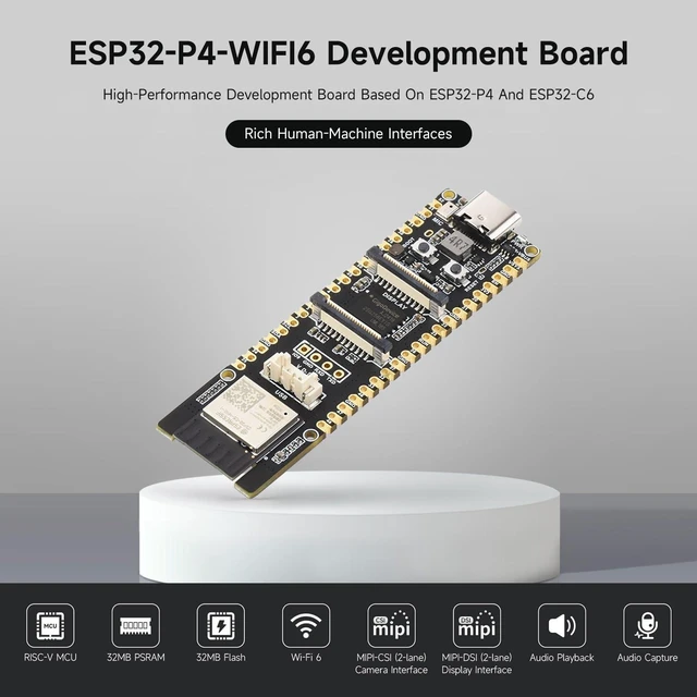 Alt view image 3 of 5 - Waveshare ESP32-P4-WIFI6 High-Performance Development Board, Based On ESP32-P4 and ESP32-C6, Supports Wi-Fi 6 and Bluetooth 5/BLE-Bundle with Monitor, Speaker and Camera-12 Items