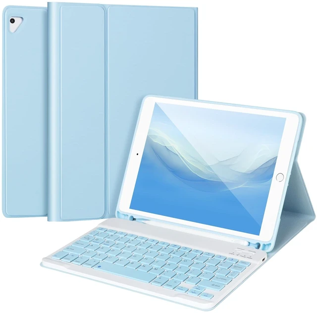 Main image of for iPad 6/5th Generation Case with Keyboard 2018/2017,Detachable Bluetooth Keyboard case for iPad Air 2/1,iPad Keyboard Case 9.7 inch with Pencil Holder,Square Keycaps,Blue