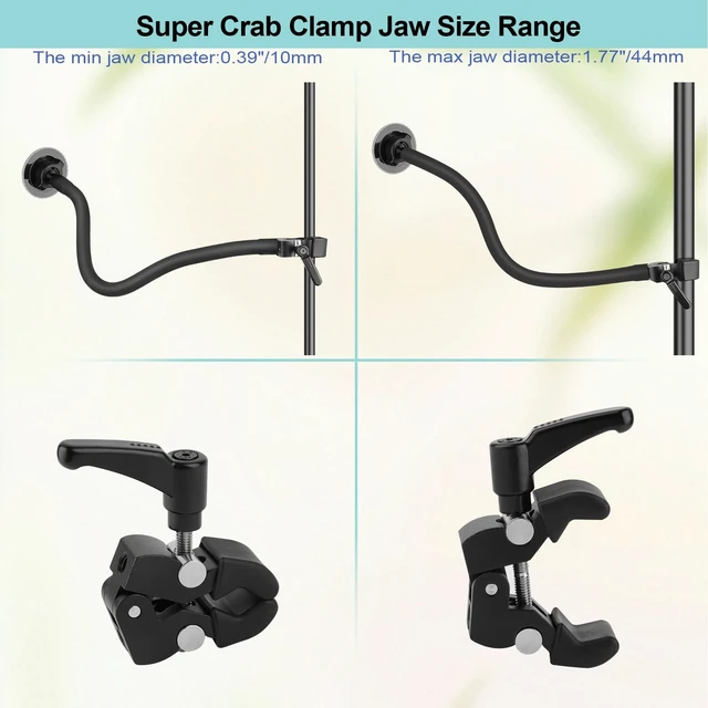 Alt view image 4 of 5 - Mippko Magnetic Gooseneck Phone Holder for Treadmill/Spin Bike/Mic Stand/Music Stand,19.7" Long Gooseneck Arm Super Crab Clamp iPhone Mount,Compatible with iPhone 12/13/14/15/16/17 Android Cellphone