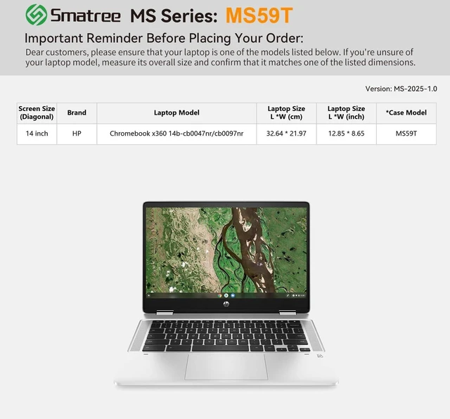 Alt view image 2 of 5 - Smatree MS59T Hard EVA Case with Stand for 14" HP Chromebook 14a-na1047nr
