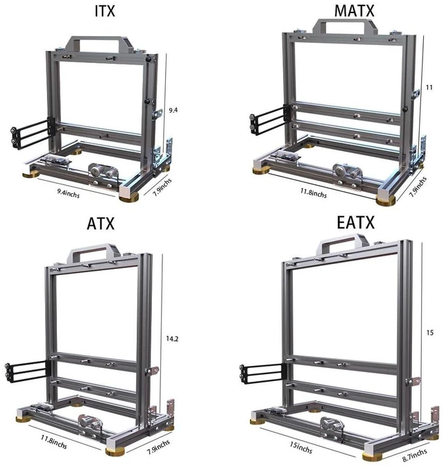 Alt view image 5 of 5 - DIY Open Frame PC Chassis, Aluminum Computer Case, Supports MATX Motherboard, Excellent Cooling, Type-C Support