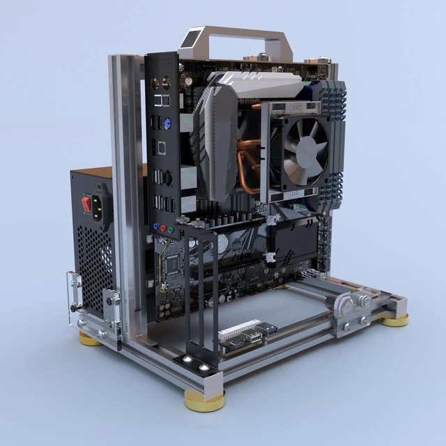 Alt view image 3 of 5 - DIY Open Frame PC Chassis, Aluminum Computer Case, Supports MATX Motherboard, Excellent Cooling, Type-C Support