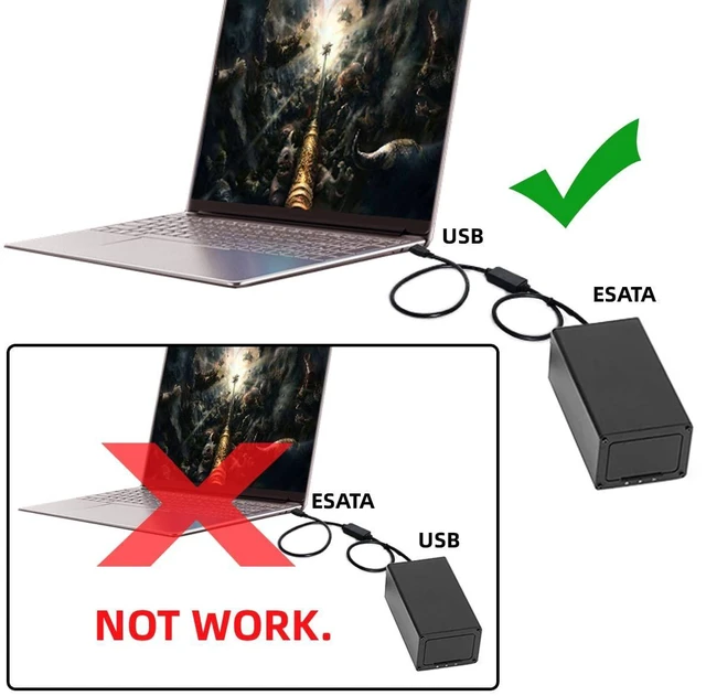 Alt view image 2 of 5 - CY Cable for USB 3.0 to Power Over eSATA DC5V USB2.0 to HDD SSD ODD Disk eSATAp Converter