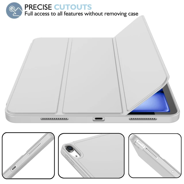 Alt view image 3 of 5 - iMieet iPad Air 11 Inch Case M4/M3/M2(2026/2025/2024), iPad Air 5th/4th Generation Case 2022/2020 10.9 Inch with Pencil Holder,Trifold Stand Smart Case with Soft TPU Back(Light Gray)