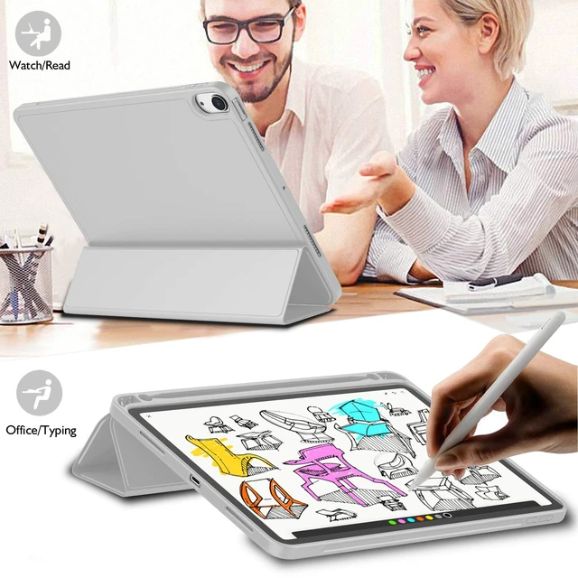 Alt view image 5 of 5 - iMieet iPad Air 11 Inch Case M4/M3/M2(2026/2025/2024), iPad Air 5th/4th Generation Case 2022/2020 10.9 Inch with Pencil Holder,Trifold Stand Smart Case with Soft TPU Back(Light Gray)