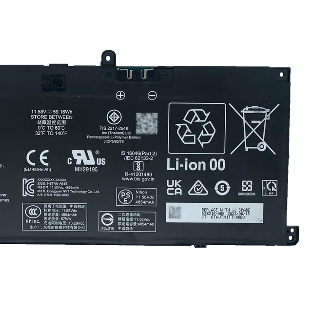 Alt view image 3 of 5 - EPYOBW GD03XL Laptop Battery 59.16Wh GD03059XL N66215-005 N66000-1E1