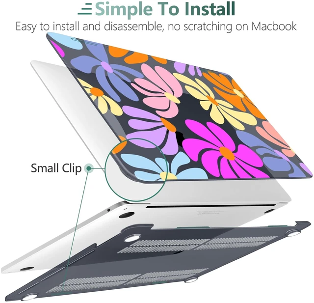 Alt view image 3 of 5 - DONGKE for MacBook Pro 13 Inch Case 2023-2016 Release A2338 M2 M1 A2251 A2289 A2159 A1989 A1706 Touch Bar & Touch ID, Hard Shell with USB C to USB Adapter & Keyboard Cover, Retro Flowers