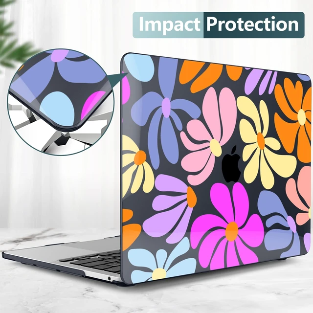 Alt view image 5 of 5 - DONGKE for MacBook Pro 13 Inch Case 2023-2016 Release A2338 M2 M1 A2251 A2289 A2159 A1989 A1706 Touch Bar & Touch ID, Hard Shell with USB C to USB Adapter & Keyboard Cover, Retro Flowers