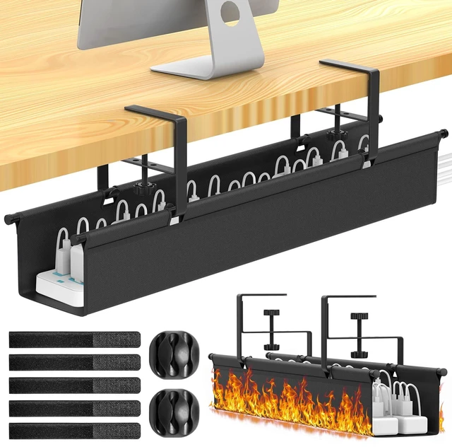 Main image of Large Under Desk Cable Management Tray, REFLYING 29.1" Cable Management Under Desk No Drill,Adjustable Clamp Cord Wire Organizer, Cord Hider for Standing Table, Wire Hider for Office,Home (Medium)