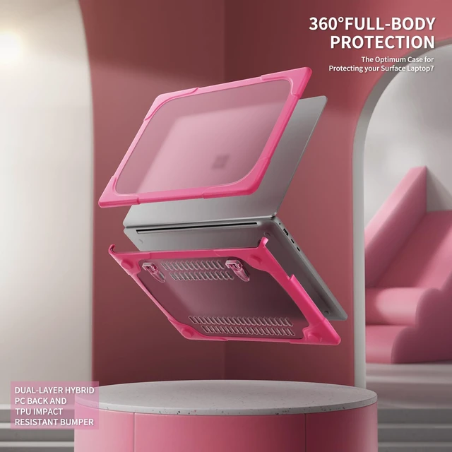 Alt view image 2 of 5 - Batianda Durable Stand Case for Microsoft Surface Laptop 13.8 Inch, Pink