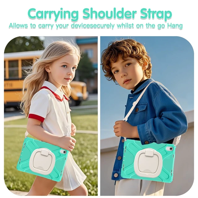 Alt view image 5 of 5 - LX-SUNCX Case for iPad 11th Generation 11" (A16) 2025,iPad 10th Generation 10.9" 2022,Shockproof Cover for Kids with Screen Protector,Rotating Stand,Pencil Holder,Shoulder Strap (Mint Green)