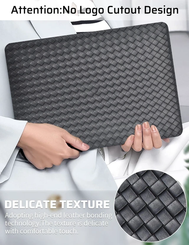 Alt view image 2 of 5 - Seorsok Compatible with MacBook Air 13 Inch Case 2022-2018 Release A1932 A2179 M1 A2337 Touch ID,Elegant Plastic Hard Shell Case Transparent Keyboard Cover,Black Tartan PVC Leather