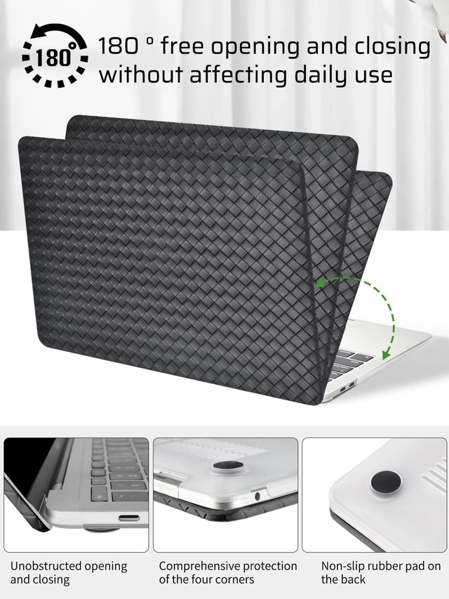 Alt view image 5 of 5 - Seorsok Compatible with MacBook Air 13 Inch Case 2022-2018 Release A1932 A2179 M1 A2337 Touch ID,Elegant Plastic Hard Shell Case Transparent Keyboard Cover,Black Tartan PVC Leather