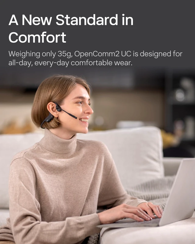 Alt view image 2 of 5 - SHOKZ OpenComm2 UC Open-Ear Headset, USB-C Dongle, Noise-Canceling Mic