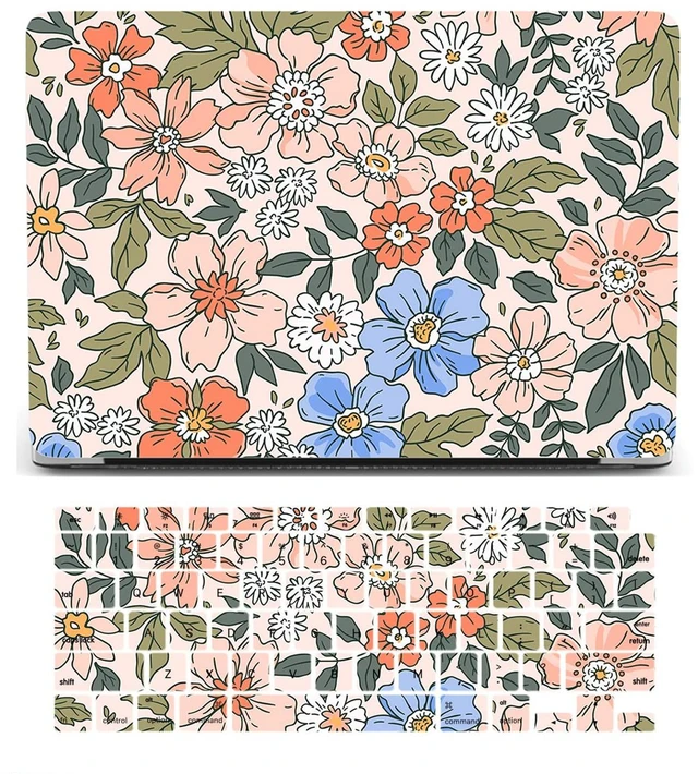 Main image of MacBook Air 13 Inch Laptop Case (2010-2017) - Compatible With Model A1466 A1369, Hard Shell Cover & Keyboard Skin - Pink Flower