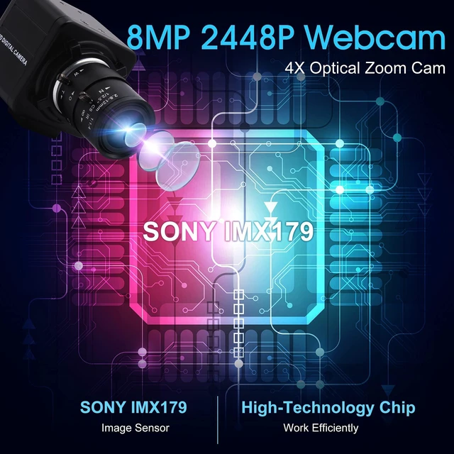 Alt view image 2 of 5 - 8MP USB Camera for Computer, 2.8-12mm 4X Optical Zoom, Ultra HD 4K Webcam
