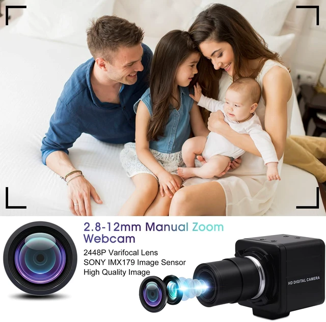 Alt view image 3 of 5 - 8MP USB Camera for Computer, 2.8-12mm 4X Optical Zoom, Ultra HD 4K Webcam