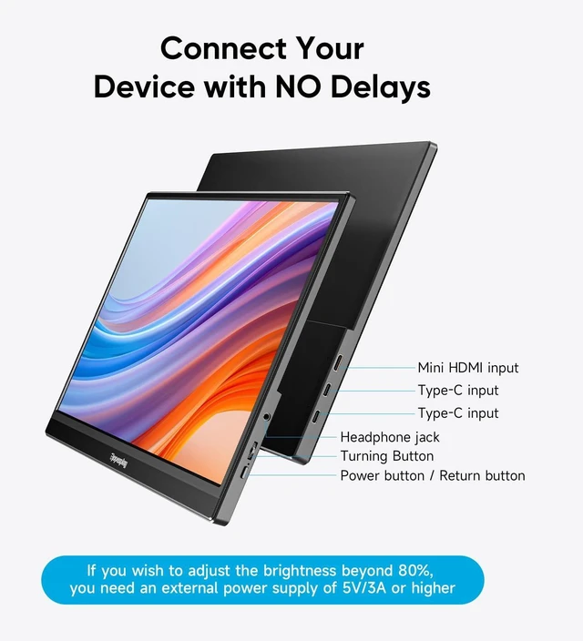 Alt view image 5 of 5 - Dopesplay 15.6" FHD 1080P Portable Monitor with Adjustable Stand, Black