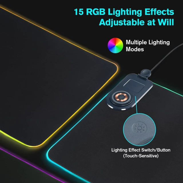 Alt view image 5 of 5 - ELUTENG 4 in 1 RGB Gaming Mouse Pad with Wireless Charging Mat for Office