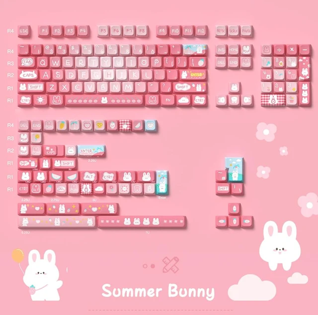 Alt view image 5 of 5 - daixiahu Summer Rabbit Theme keycaps 158 Key PBT keycaps MDA Custom keycap Set is Suitable for 61/87/104/108 Cherry MX Switch and Other Mechanical Keyboards