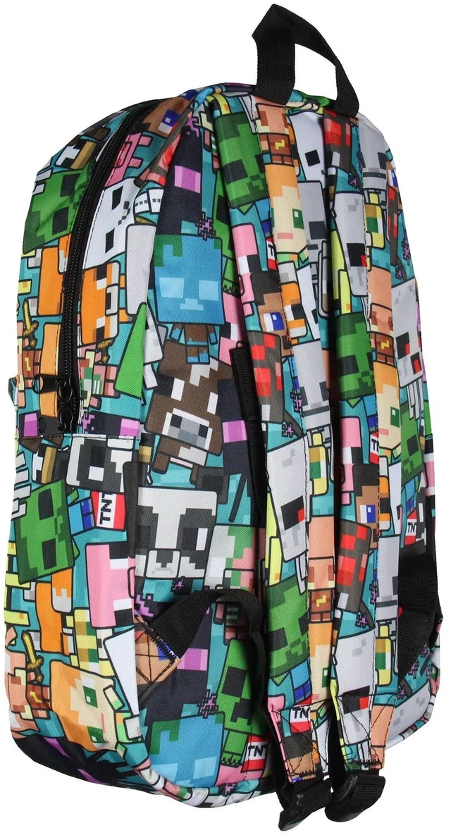 Alt view image 3 of 4 - Bioworld Minecraft Backpack Multi Character Chibi Video Game School Laptop Travel Backpack 17"