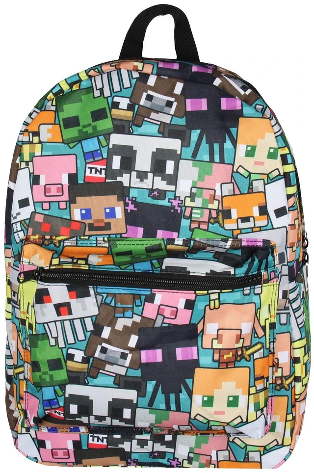 Alt view image 2 of 4 - Bioworld Minecraft Backpack Multi Character Chibi Video Game School Laptop Travel Backpack 17"