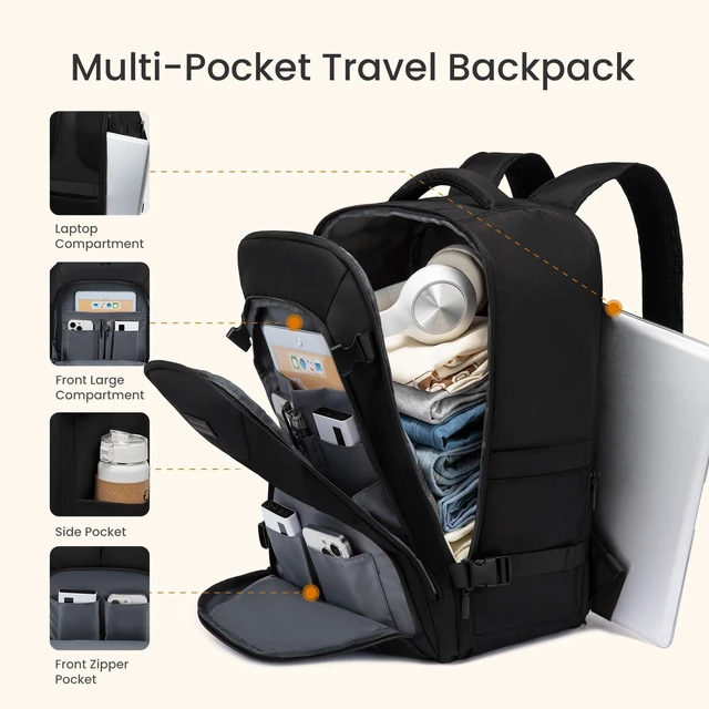 Alt view image 5 of 5 - LOVEVOOK Travel Carry on Backpack for Men Women,Expandable 40L Extra Large Travel Laptop Backpack,Water Resistant Durable TSA Airline Approved Business College Carry on Bag Fit 17 Inch Computer,3 Pcs