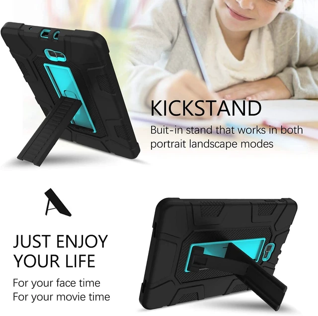 Alt view image 4 of 5 - GUAGUA Protective Case for Samsung Galaxy Tab A 10.1 2016, Heavy Duty Rugged Shockproof Anti-Scratch Tablet Cover with Kickstand, Black/Blue