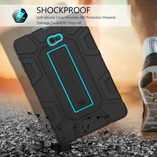 Alt view image 5 of 5 - GUAGUA Protective Case for Samsung Galaxy Tab A 10.1 2016, Heavy Duty Rugged Shockproof Anti-Scratch Tablet Cover with Kickstand, Black/Blue