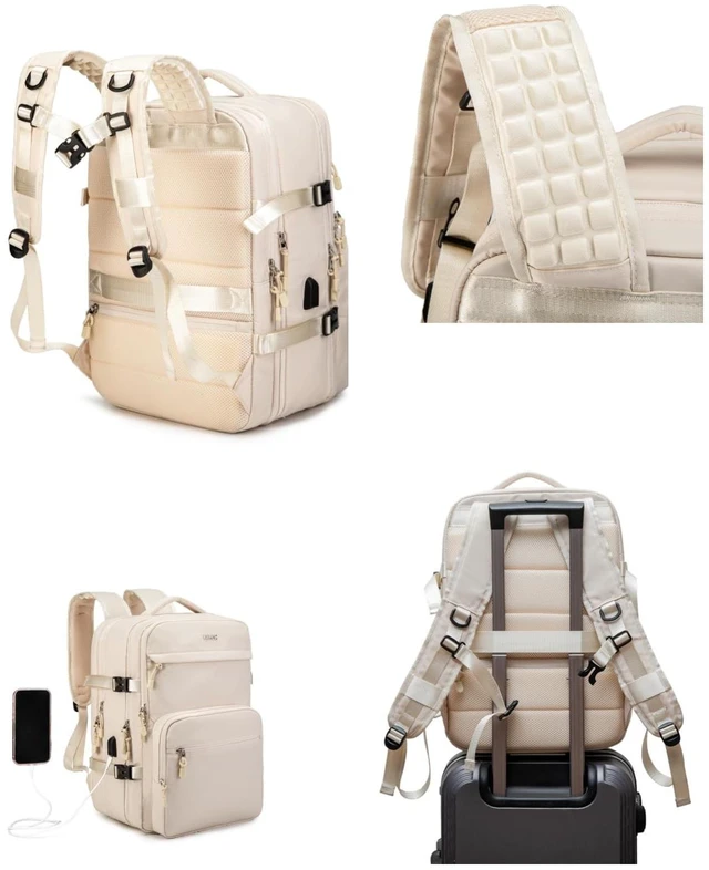 Alt view image 4 of 5 - Kinmac Extra Large Travel Backpack,360 Cushioned Laptop Backpack with USB Charging Port For 15.6 inch to 17 inch Laptop (Khaki)