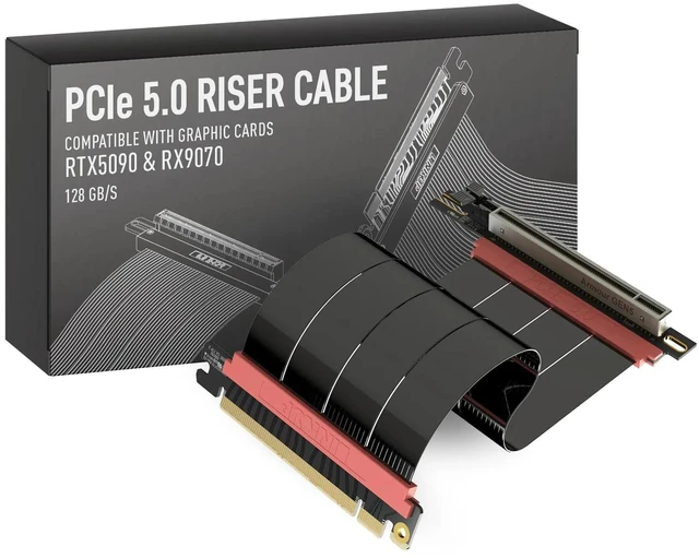 Main image of LINKUP PCIE 5.0 Riser Cable ^^ for Vertical GPU Mount ^^ Right Angle ^^ Graphics Card GPU Ready ^^ Usable with PCIe 4.0 & RX 9070/ RTX5090 ^^ 20cm (Total Length: 24cm)