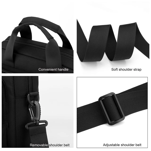 Alt view image 4 of 5 - natyrlpog Laptop Bag 15.6 Inch Briefcase for Men Women Waterproof Nylon Lightweight, Shoulder Computer Messenger Handbag for Business Office Work Travel College Black