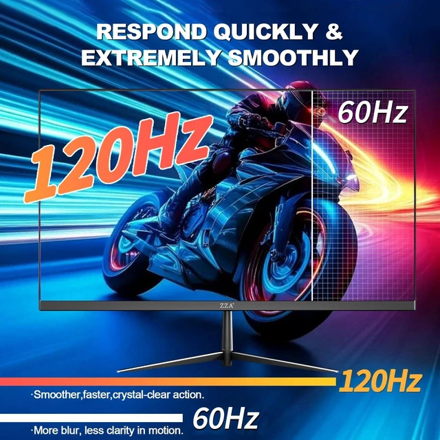 Alt view image 3 of 5 - ZZA 24.5" 120Hz Curved Gaming Monitor ^^ FHD 1080P Frameless Design, FreeSync, Low Motion Blur, Eye Care Technology, DisplayPort & HDMI Connectivity, VESA Wall Mount Compatible - Black
