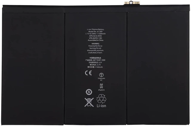 Alt view image 2 of 4 - Vvsialeek A1389 Replacement Battery 616-0592, 616-0593, 616-0604 Battery Compatible with iPad 3 A1416, A1430 iPad 4 A1458, A1459, A1460