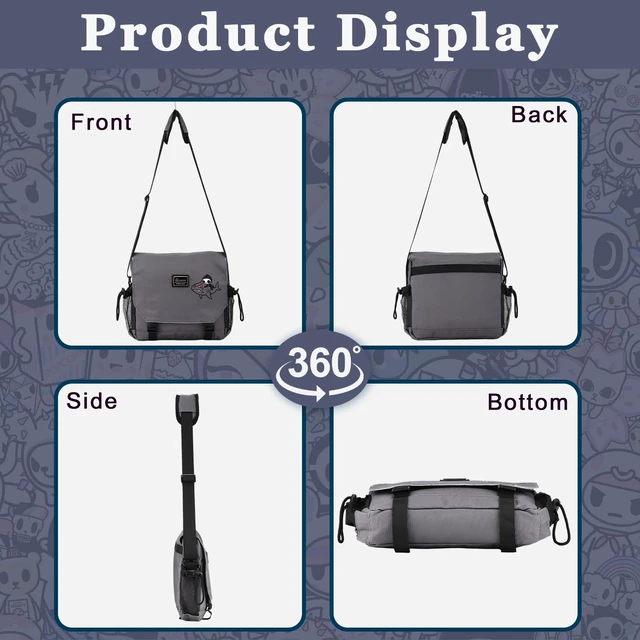 Alt view image 3 of 5 - tokidoki Messenger Bag for Women Men,Cute Purse Shoulder Bag Briefcase Business Bag with Shopping Travel School Work (grey)
