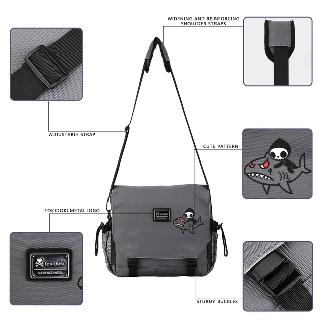Alt view image 4 of 5 - tokidoki Messenger Bag for Women Men,Cute Purse Shoulder Bag Briefcase Business Bag with Shopping Travel School Work (grey)