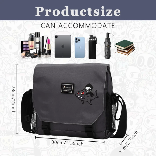 Alt view image 5 of 5 - tokidoki Messenger Bag for Women Men,Cute Purse Shoulder Bag Briefcase Business Bag with Shopping Travel School Work (grey)
