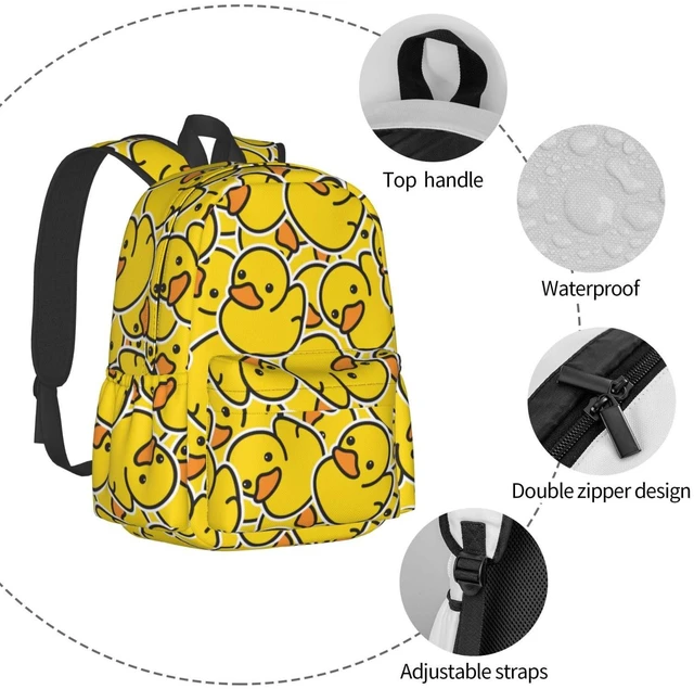 Alt view image 5 of 5 - Jbofyee Cute Rubber Ducky Laptop Backpack For Men Women, Yellow Cartoon Ducks Lightweight Daypack Bookbag For Daily Commutes Business Travel Hiking