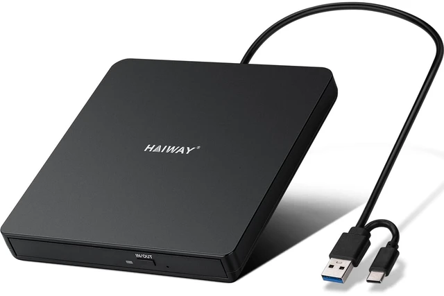 Main image of Haiway External CD DVD Drive, USB 3.0 Type-C CD Burner for Laptop PC Black