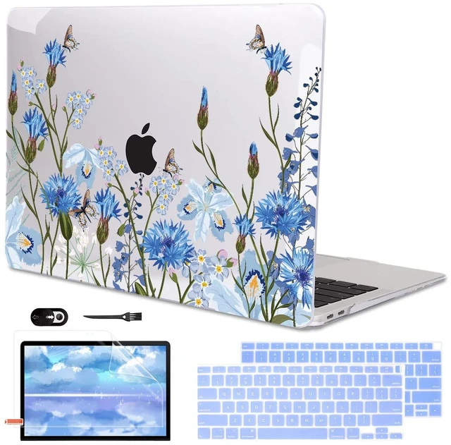 Main image of LCMOCICO Compatible with MacBook Air 13 Inch Case 2018 2019 2020 2021 Release A2337 M1 A1932 A2179 Touch ID, Plastic Hard Case Keyboard Cover Screen Protector for Mac Air 13 M1, Tropical Blue Flowers