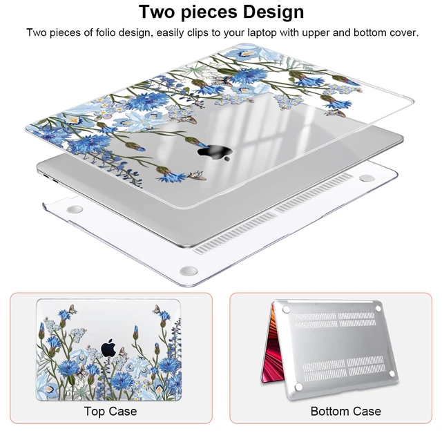 Alt view image 4 of 5 - LCMOCICO Compatible with MacBook Air 13 Inch Case 2018 2019 2020 2021 Release A2337 M1 A1932 A2179 Touch ID, Plastic Hard Case Keyboard Cover Screen Protector for Mac Air 13 M1, Tropical Blue Flowers