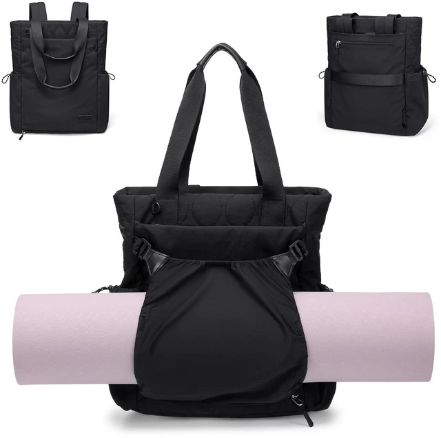 Main image of GOLF SUPAGS 3-in-1 Laptop Tote Backpack for Women 15.6" Quilted Work Gym Bag with Hidden Yoga Mat Carrier for Travel Leisure (Black)