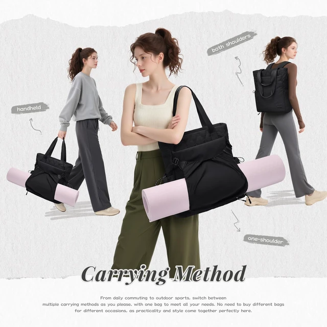 Alt view image 2 of 5 - GOLF SUPAGS 3-in-1 Laptop Tote Backpack for Women 15.6" Quilted Work Gym Bag with Hidden Yoga Mat Carrier for Travel Leisure (Black)