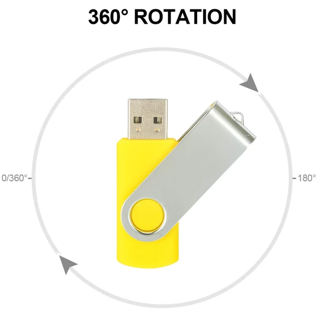 Alt view image 3 of 5 - Alihelan 10pcs 16GB USB Flash Drives USB 2.0 Thumb Drive Bulk Swivel Memory Stick 16 GB Fold Storage Jump Drive Zip Drive, 10 Pack Yellow