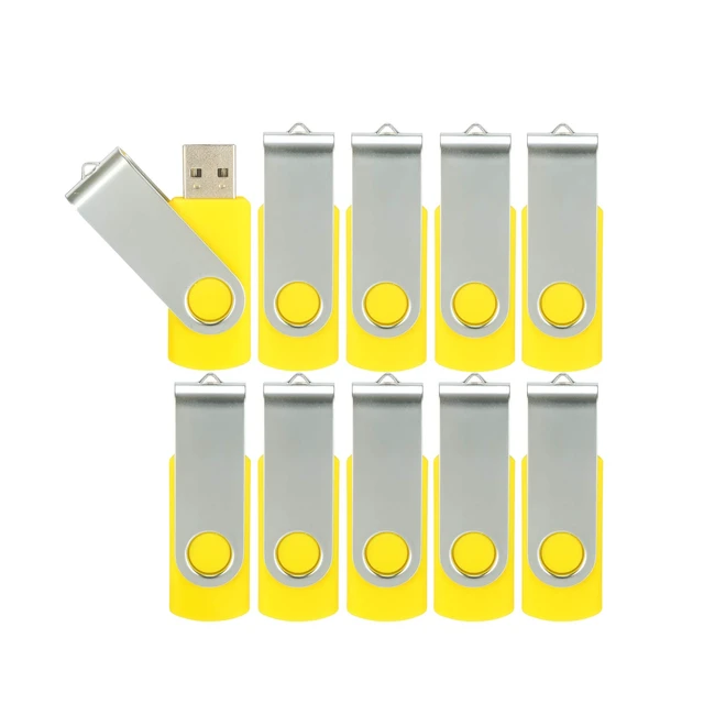 Main image of Alihelan 10pcs 16GB USB Flash Drives USB 2.0 Thumb Drive Bulk Swivel Memory Stick 16 GB Fold Storage Jump Drive Zip Drive, 10 Pack Yellow