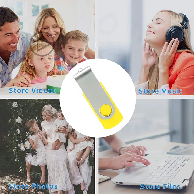 Alt view image 5 of 5 - Alihelan 10pcs 16GB USB Flash Drives USB 2.0 Thumb Drive Bulk Swivel Memory Stick 16 GB Fold Storage Jump Drive Zip Drive, 10 Pack Yellow